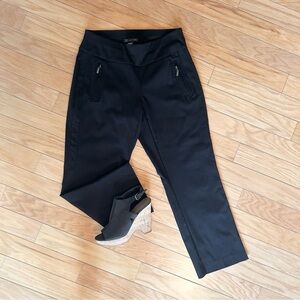 INC Black Stretch Pull-on Crop Pants with Zipper Accents